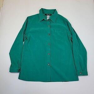Sag Harbor Womens Size 12 Button Up Sueded Long‎ Sleeve Green